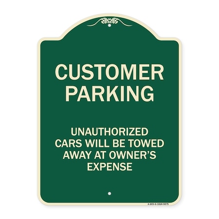 Signmission Designer Series-Unauthorized Cars Will Be Towed Away At Owners Expense, 18" L, 24" H, G-1824-9875 A-DES-G-1824-9875